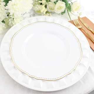 Add Elegance to Your Table with White Round Bejeweled Rim Plastic Dinner Charger Plates