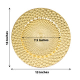 6 Pack | 13inch Gold Peacock Pattern Plastic Charger Plates, Round Disposable Serving Trays