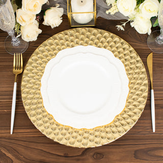 Reusable and Stylish Gold Peacock Pattern Plastic Charger Plates