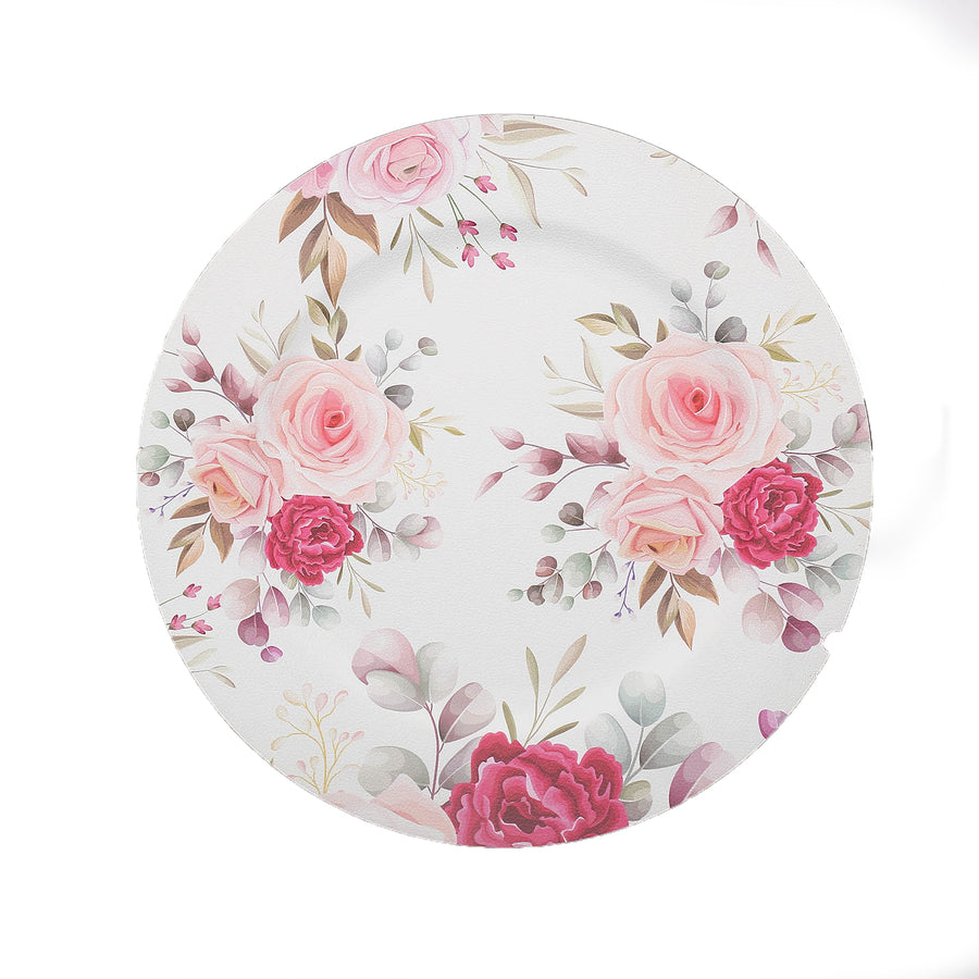 6 Pack | 13inch Rose Flower Design Plastic Serving Plates#whtbkgd