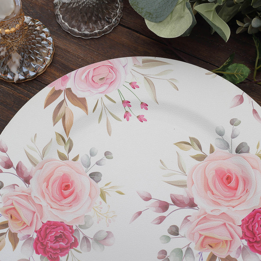 6 Pack | 13inch Rose Flower Design Plastic Serving Plates