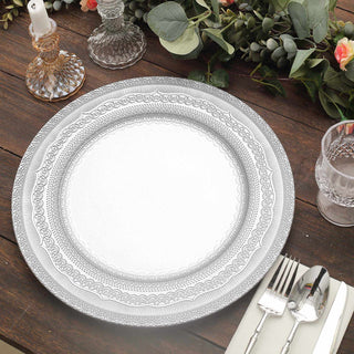 Stylish and Functional Silver Boho Lace Charger Plates