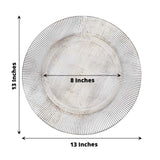6 Pack | 13inch White Washed Sunray Faux Wood Plastic Charger Plates