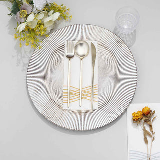 Create a Stunning Table Setting with White Washed Sunray Rim Faux Wood Plastic Charger Plates