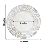 6 Pack | 13inch White Washed Rose Embossed Faux Wood Plastic Charger Plates