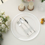 10 Pack Clear Economy Plastic Charger Plates With Silver Rim, 12inch Round Dinner Chargers Event
