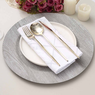 Stunning Gray Rustic Faux Wood Plastic Charger Plates for Any Occasion