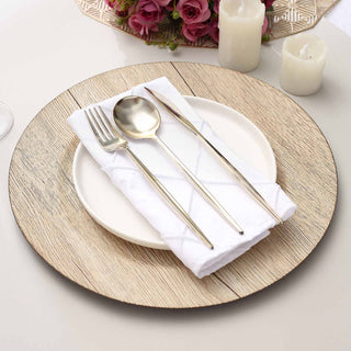 Natural Rustic Faux Wood Plastic Charger Plates - Elevate Your Table Decor