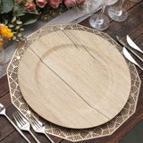 6 Pack | 13inch Natural Rustic Faux Wood Plastic Charger Plates