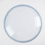 6 Pack | 12inch Blue/Clear Acrylic Beaded Rim Charger Plates