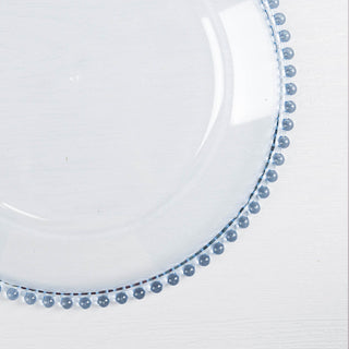 Create a Memorable Dining Experience with Our Transparent Blue Acrylic Beaded Rim Charger Plates