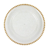 6 Pack | 12inch Clear / Gold Glitter Acrylic Plastic Charger Plates With Beaded Rim