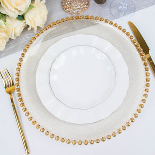 Durable and Stylish Clear / Gold Glitter Acrylic Plastic Charger Plates