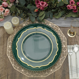 Enhance Your Table Decor with Hunter Emerald Green Acrylic Plastic Beaded Rim Charger Plates