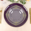 6 Pack | 12inch Purple / Gold Acrylic Plastic Beaded Rim Charger Plates