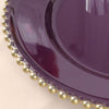 6 Pack | 12inch Purple / Gold Acrylic Plastic Beaded Rim Charger Plates#whtbkgd