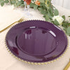 6 Pack | 12inch Purple / Gold Acrylic Plastic Beaded Rim Charger Plates