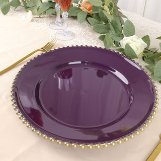 Durable and Stylish Purple and Gold Charger Plates