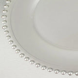 6 Pack | 12inch Silver Acrylic Plastic Beaded Rim Charger Plates#whtbkgd