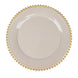 6 Pack | 12inch Taupe / Gold Acrylic Plastic Beaded Rim Charger Plates
