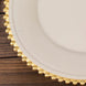 6 Pack | 12inch Taupe / Gold Acrylic Plastic Beaded Rim Charger Plates#whtbkgd