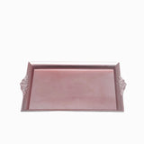 2 Pack | Blush/Rose Gold Rectangle Decorative Acrylic Serving Trays With Embossed Rims - 14x10inch