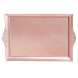 Blush/Rose Gold Rectangle Decorative Acrylic Serving Trays With Embossed Rims - 14x10inch#whtbkgd