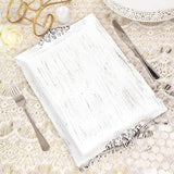 Antique White Wash Rectangle Decorative Acrylic Serving Trays With Embossed Rims - 14x10Inch