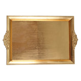 2 Pack | Gold Rectangle Decorative Acrylic Serving Trays With Embossed Rims - 14x10inch#whtbkgd
