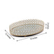 Gold Metal Crystal Beaded Mirror Oval Vanity Serving Tray, Decorative Tray Large 16x12inch
