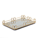 Set of 2 Gold Rectangle Mirror Decorative Vanity Serving Trays 13x9inch | 14x10inch