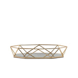 Gold Metal Geometric Mirrored Serving Tray, Octagon Vanity Decorative Tray - 14x9inch