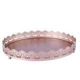 Blush/Rose Gold Premium Metal Decorative Vanity Serving Tray, Round With Embellished Rims#whtbkgd