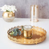 12inch Gold Premium Metal Decorative Vanity Serving Tray, Round With Embellished Rims