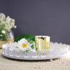 12inch White Premium Metal Decorative Vanity Serving Tray, Round With Embellished Rims