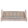 Fleur De Lis Rose Gold/Blush Metal Decorative Vanity Serving Tray with handles#whtbkgd