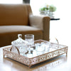 Fleur De Lis Rose Gold/Blush Metal Decorative Vanity Serving Tray with handles