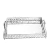 Fleur De Lis Silver Metal Decorative Vanity Serving Tray, Rectangle Mirrored Tray#whtbkgd