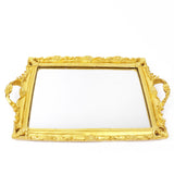 Metallic Gold Resin Decorative Vanity Serving Tray, Rectangle Mirrored Tray#whtbkgd