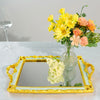 Metallic Gold/Mint Green Resin Decorative Vanity Serving Tray, Rectangle Mirrored Tray