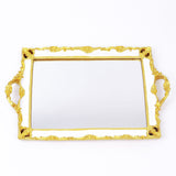 Metallic Gold/White Resin Decorative Vanity Serving Tray, Rectangle Mirrored Tray#whtbkgd