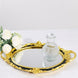 Metallic Black/Gold Oval Resin Decorative Vanity Serving Tray, Mirrored Tray with Handles