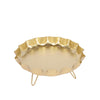Gold Metal Crown Cap Hairpin Pedestal Wedding Cake Serving Tray, Round Dessert Display Stand#whtbkgd