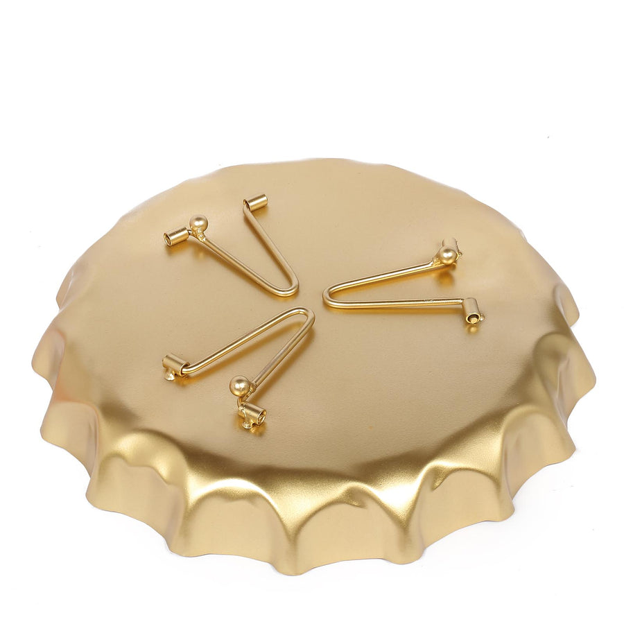 12inch Gold Metal Crown Cap Hairpin Pedestal Wedding Cake Serving Tray, Round Dessert Display Stand