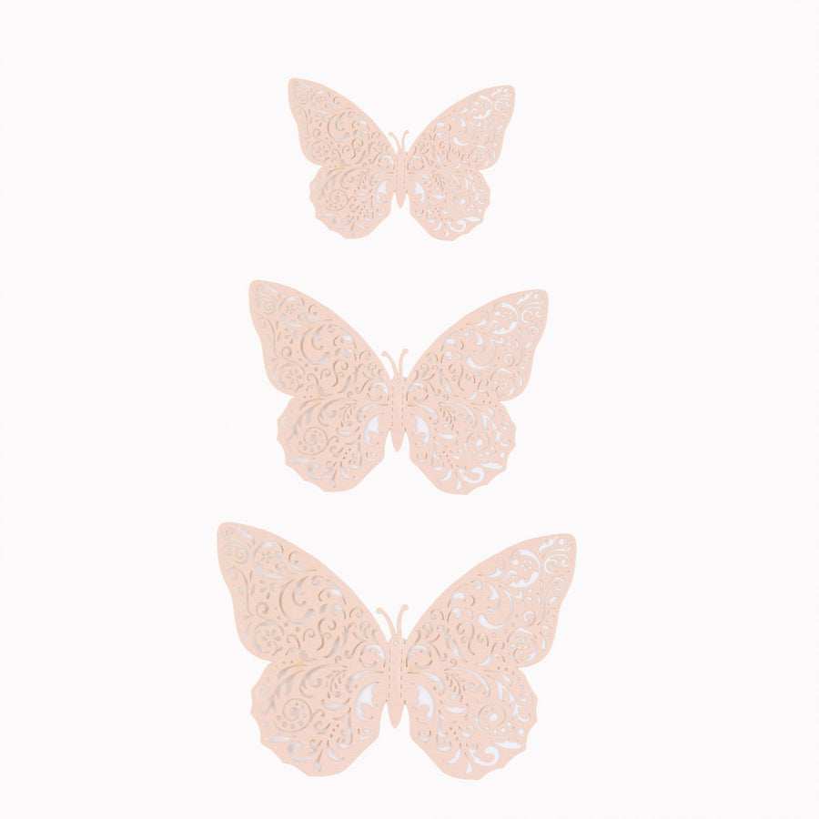 12 Pack | 3D Blush Butterfly Wall Decals DIY Removable Mural Stickers Cake Decorations