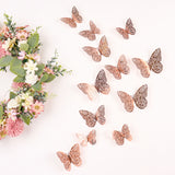 12 Pack | 3D Rose Gold Butterfly Wall Decals DIY Removable Mural Stickers Cake Decorations