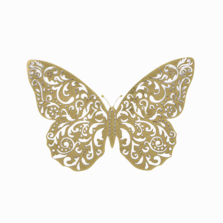 3D Gold Butterfly Wall Decals, DIY Mural Stickers, Metallic Butterfly Cake Decorations#whtbkgd
