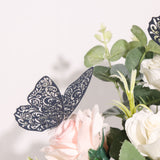 12 Pack | 3D Navy Blue Butterfly Wall Decals DIY Removable Mural Stickers Cake Decorations