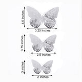 12 Pack | 3D Silver Butterfly Wall Decals DIY Removable Mural Stickers Cake Decorations