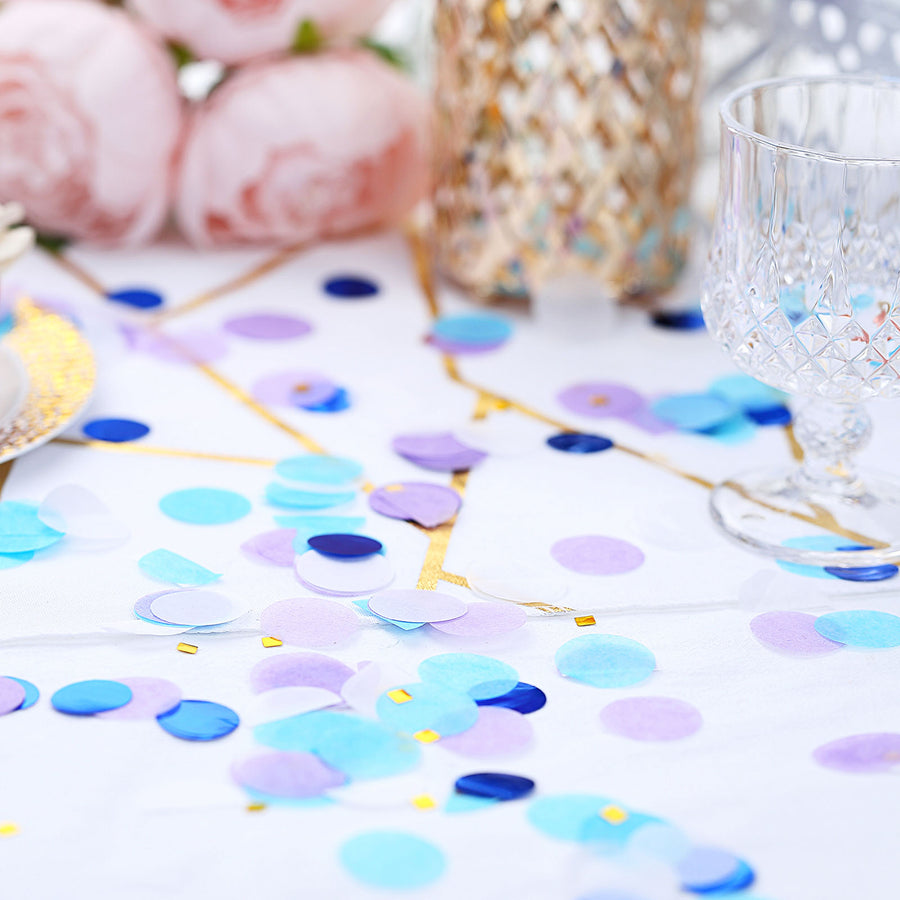18G Bag | Purple Theme Tissue Paper & Foil Table Confetti Mix, Balloon Confetti Decor – Blue